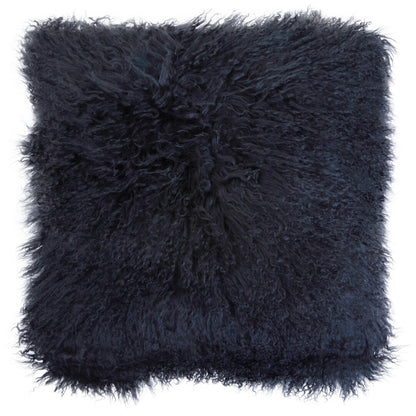 Regis Mongolian Fur Black Square Cushion