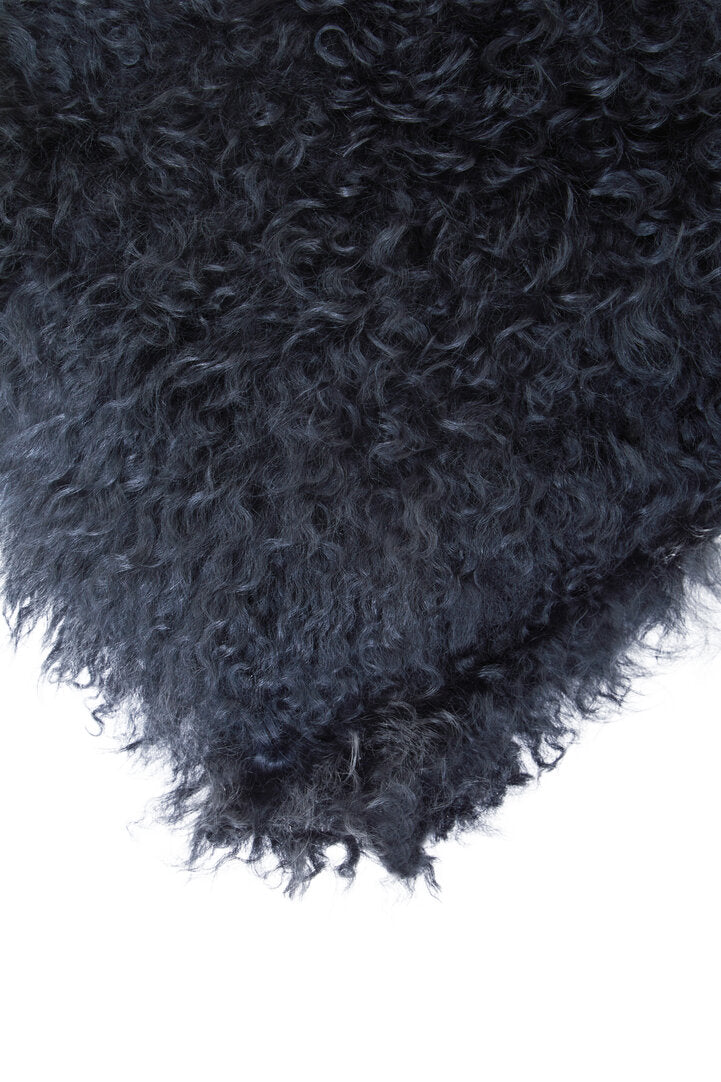 Regis Mongolian Fur Black Rectangular Cushion