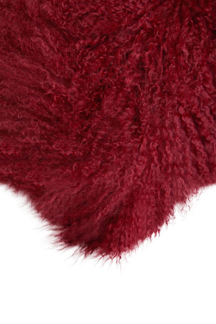 Regis Mongolian Fur Maroon Rectangular Cushion