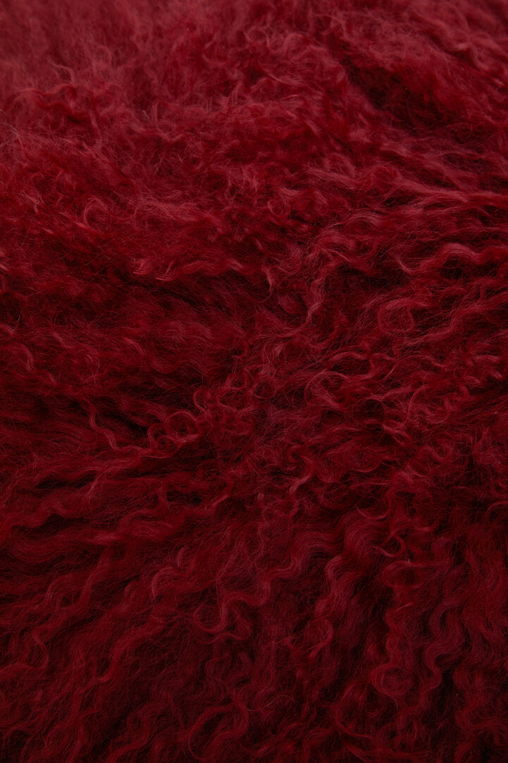 Regis Mongolian Fur Maroon Rectangular Cushion