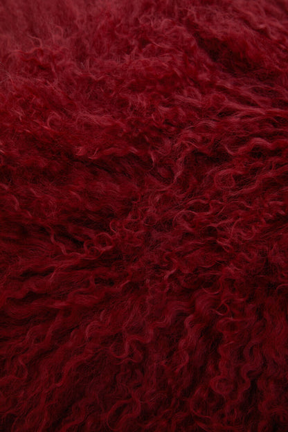 Regis Mongolian Fur Maroon Rectangular Cushion