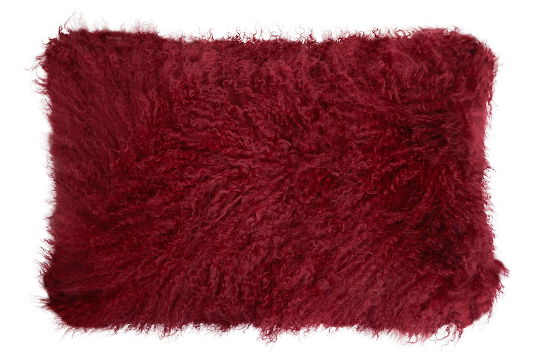 Regis Mongolian Fur Maroon Rectangular Cushion