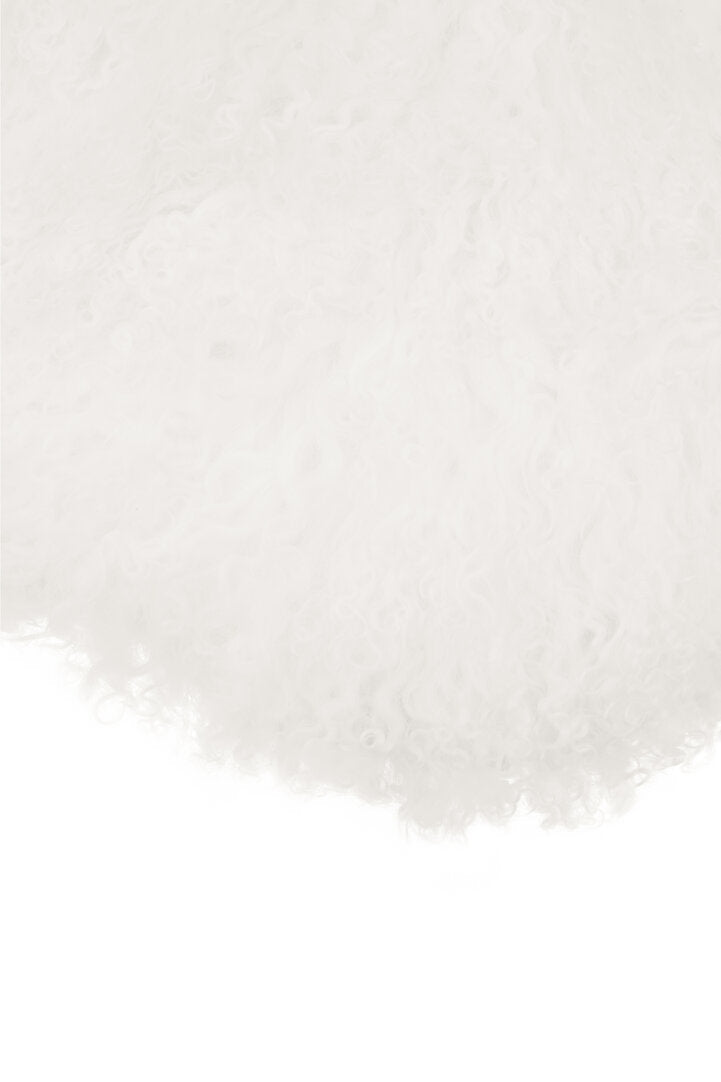Regis Mongolian Fur White Round Cushion