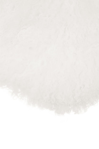 Regis Mongolian Fur White Round Cushion
