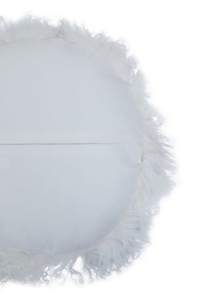 Regis Mongolian Fur White Round Cushion