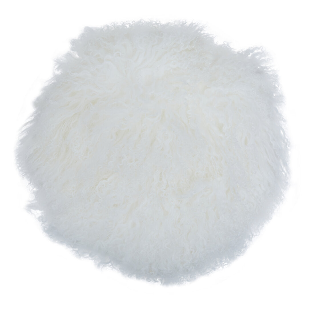 Regis Mongolian Fur White Round Cushion