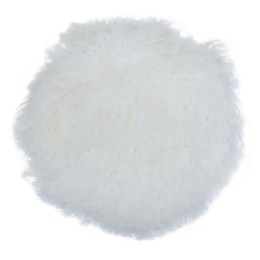 Regis Mongolian Fur White Round Cushion
