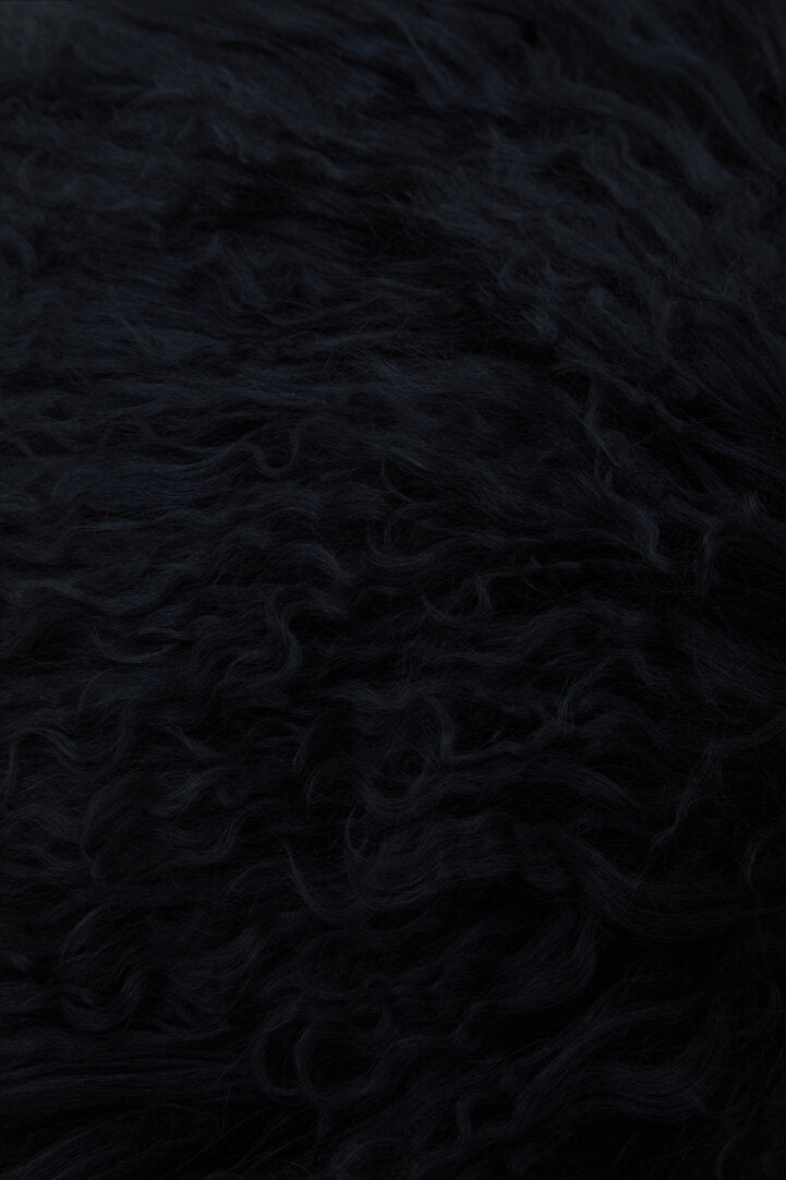 Regis Mongolian Fur Black Round Cushion