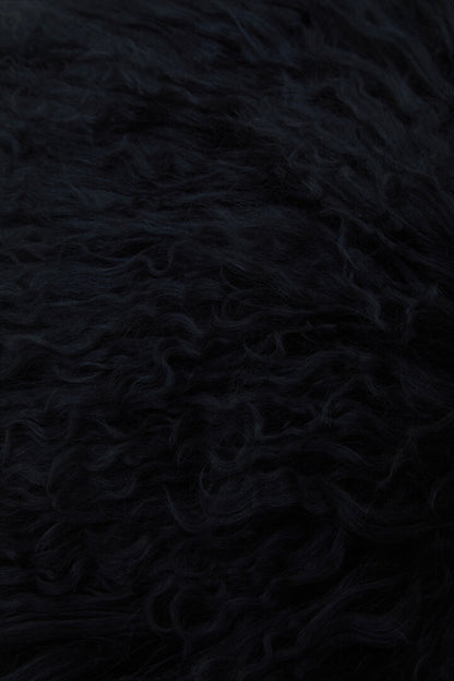 Regis Mongolian Fur Black Round Cushion
