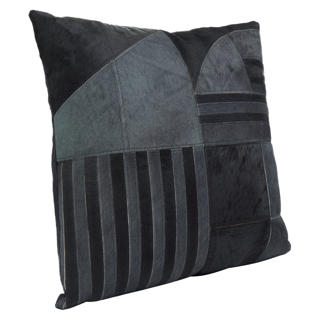 Azure Black And Grey Hair on Leather Cushion