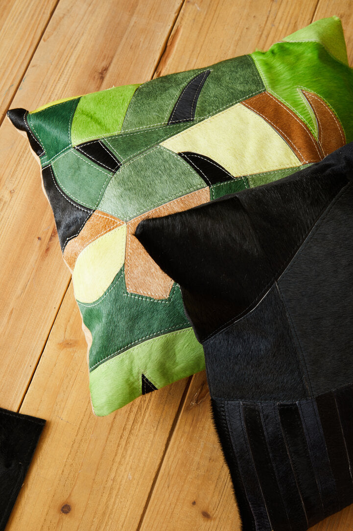 Azure Black And Grey Hair on Leather Cushion