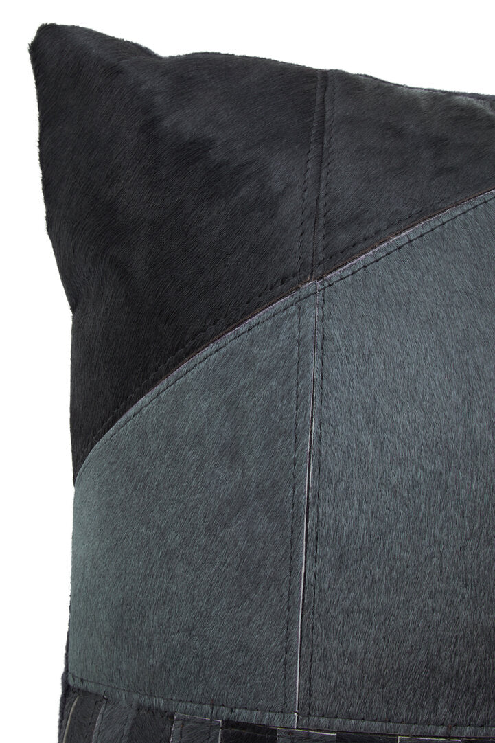 Azure Black And Grey Hair on Leather Cushion