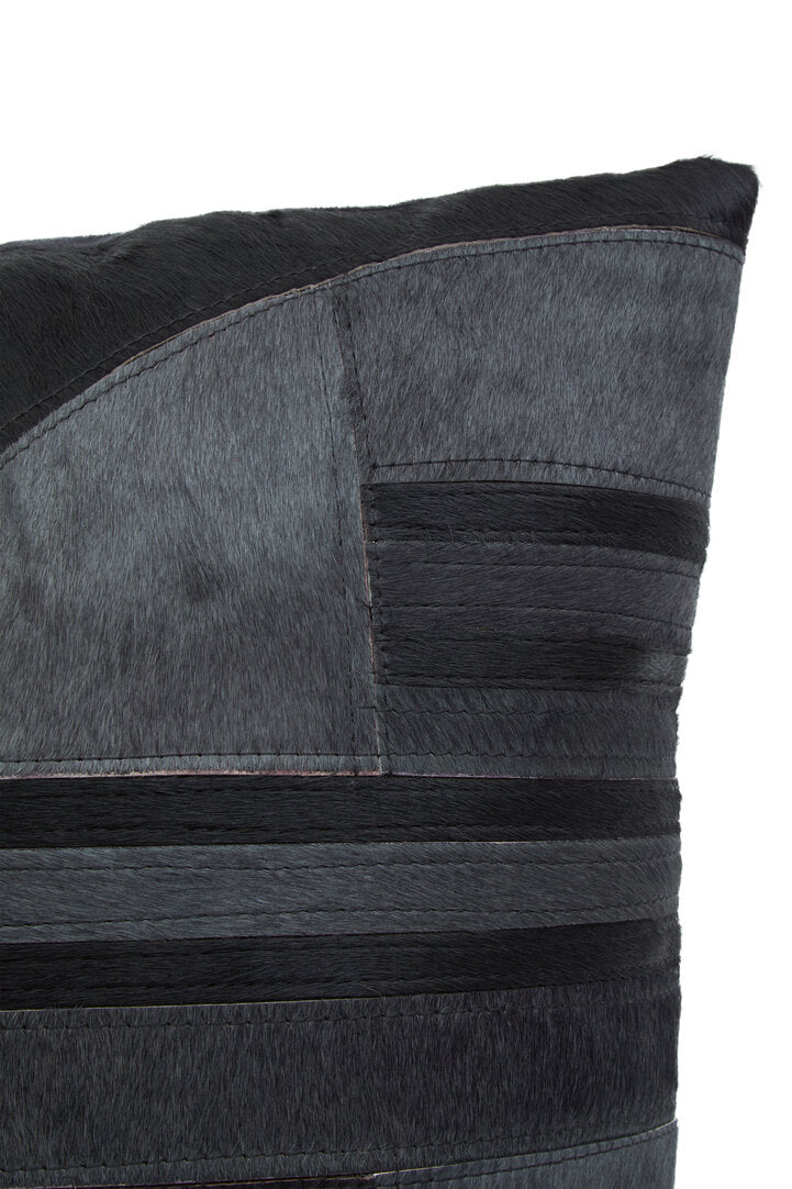 Azure Black And Grey Hair on Leather Cushion