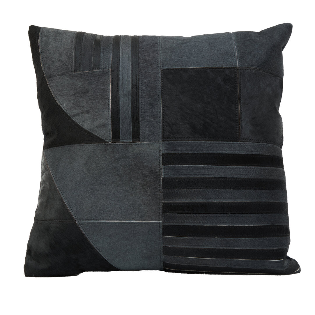 Azure Black And Grey Hair on Leather Cushion