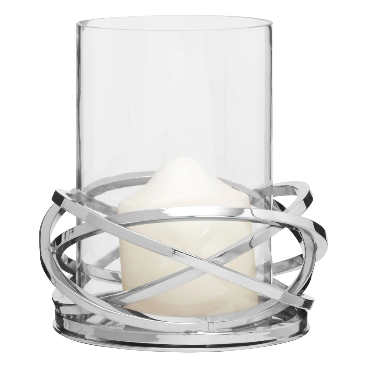 Helix Silver Finish Small Twist Candle Holder
