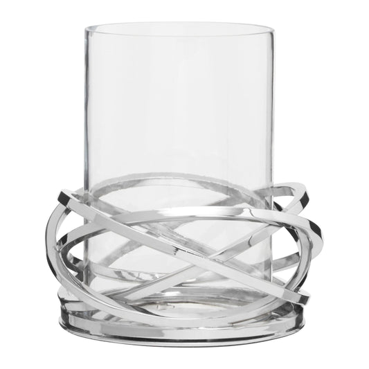 Helix Silver Finish Small Twist Candle Holder