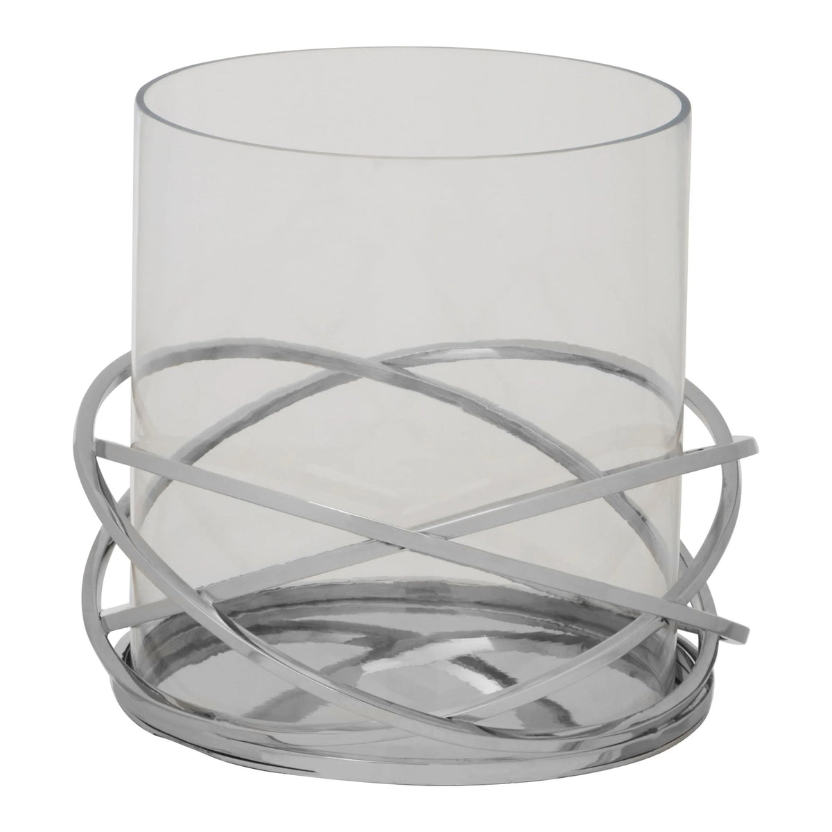 Helix Silver Finish Twist Large Candle Holder
