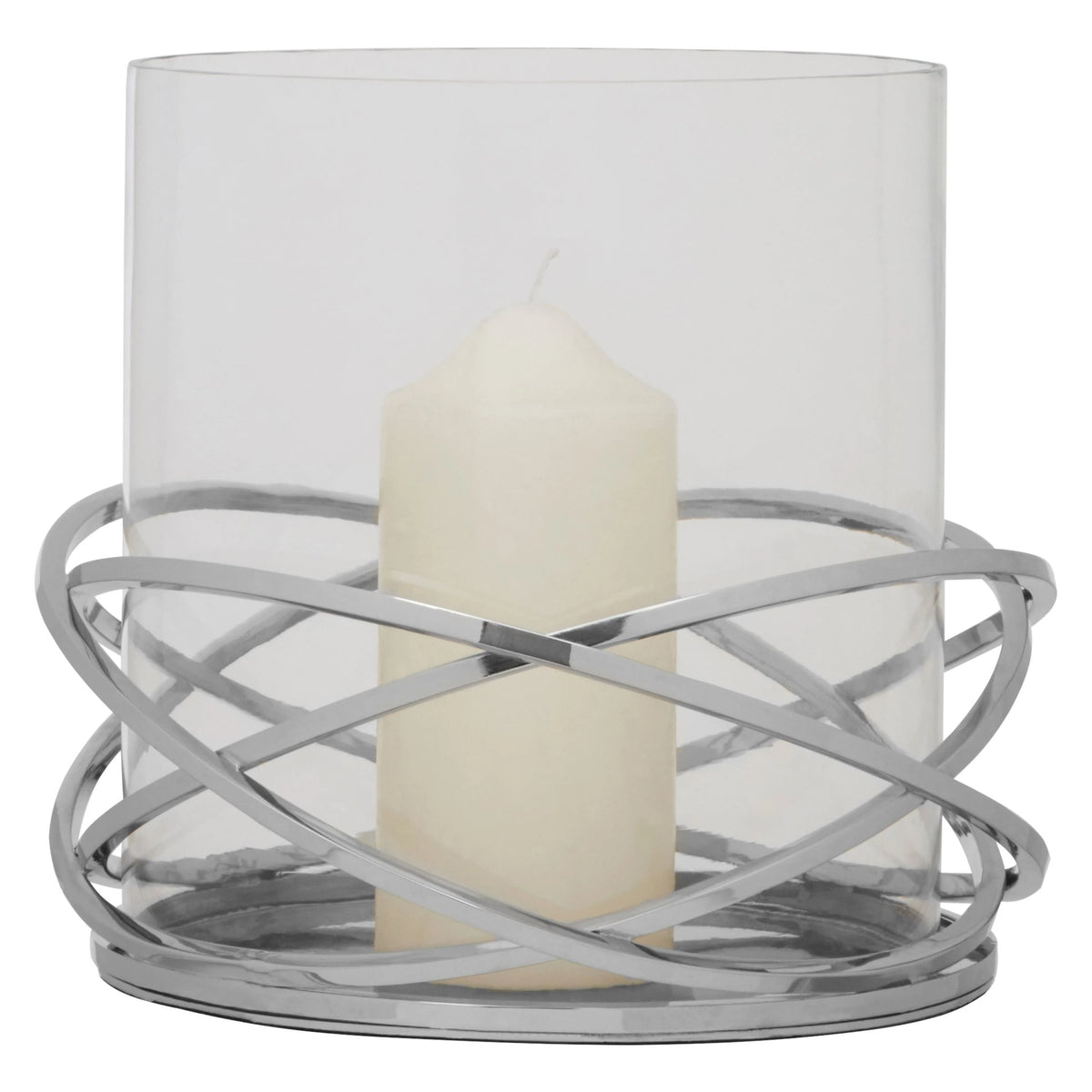 Helix Silver Finish Twist Large Candle Holder