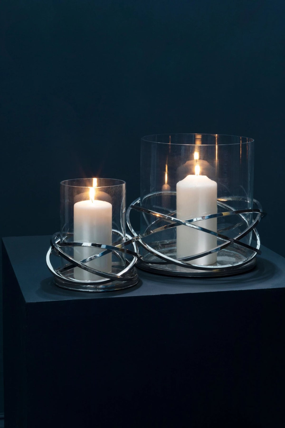 Helix Silver Finish Twist Large Candle Holder