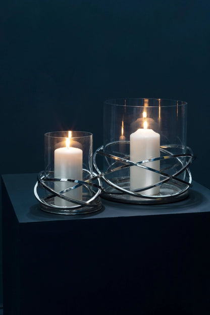 Helix Silver Finish Twist Large Candle Holder