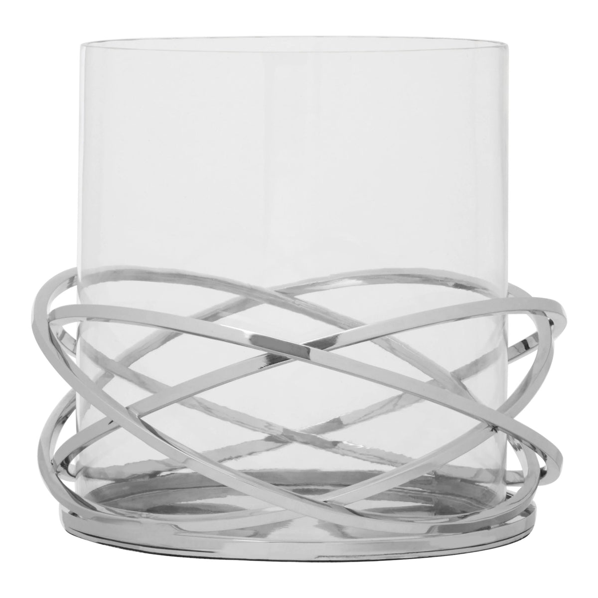 Helix Silver Finish Twist Large Candle Holder