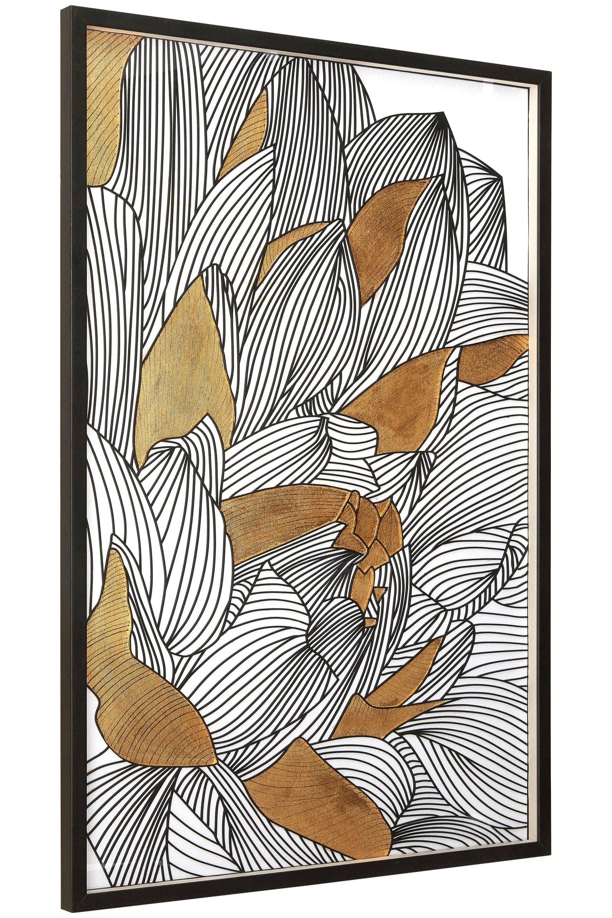 Milan Black and Gold Botanical Framed Wall Art