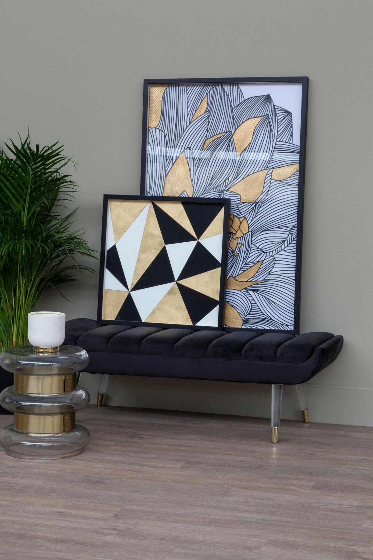 Milan Black and Gold Botanical Framed Wall Art