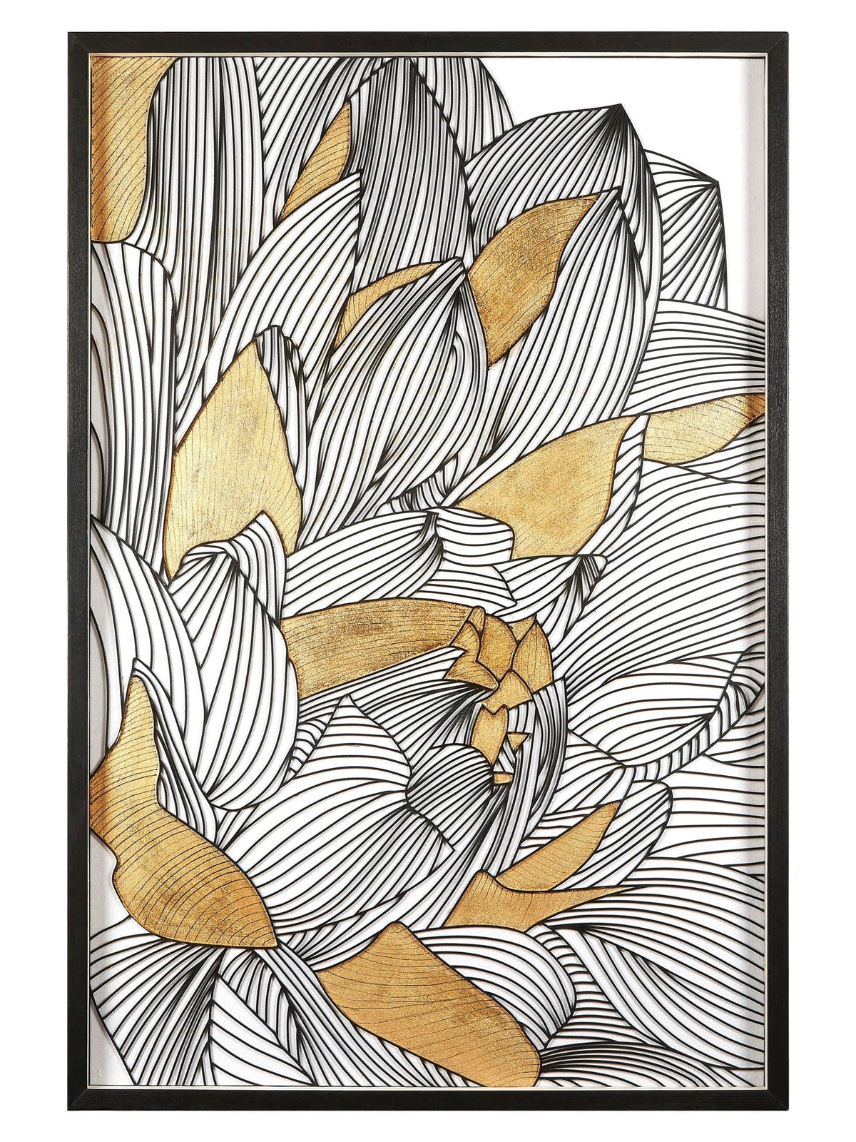 Milan Black and Gold Botanical Framed Wall Art