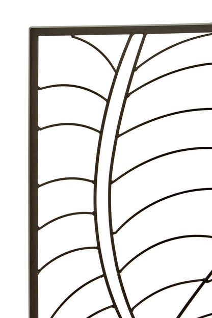 Alpine Small Black Metal Frame Leaf Design Wall Art