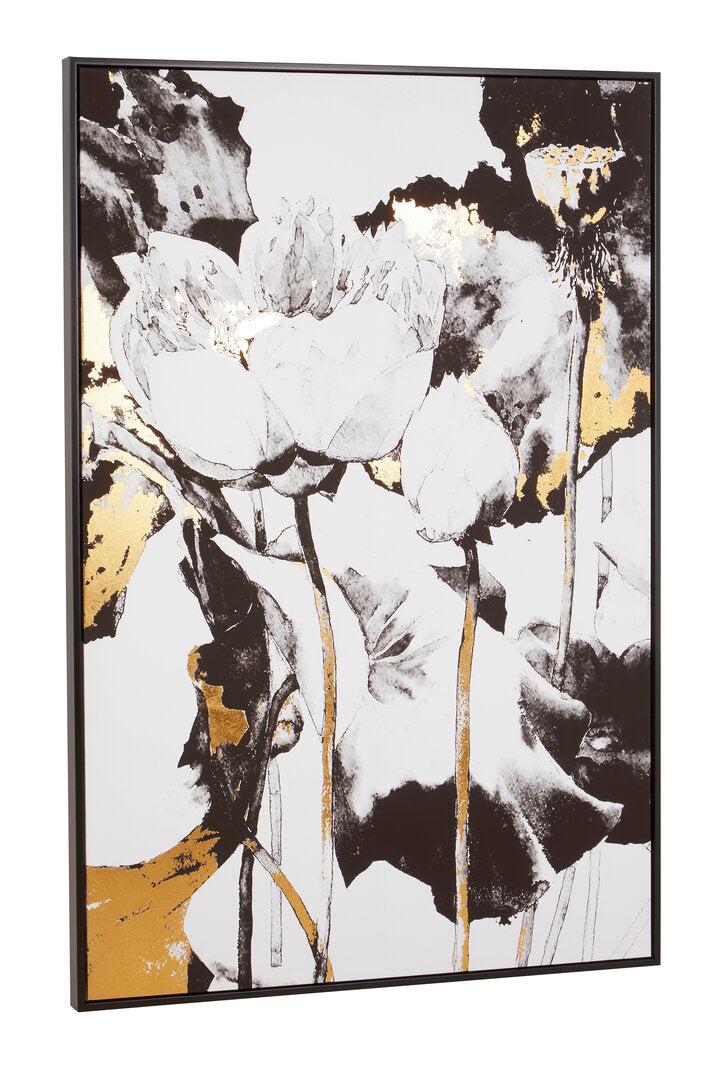 Modernist Floral and Metallic Wall Art