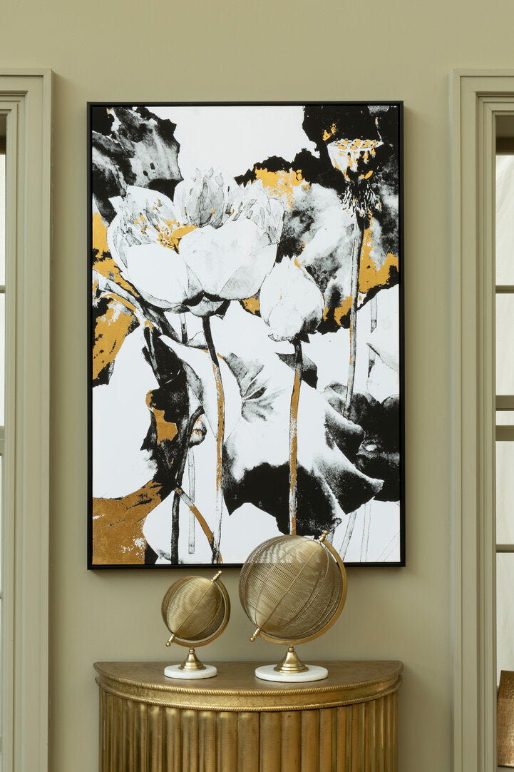 Modernist Floral and Metallic Wall Art