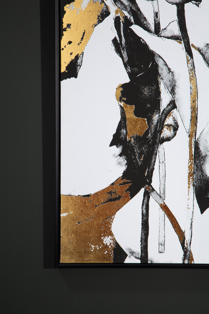 Modernist Floral and Metallic Wall Art