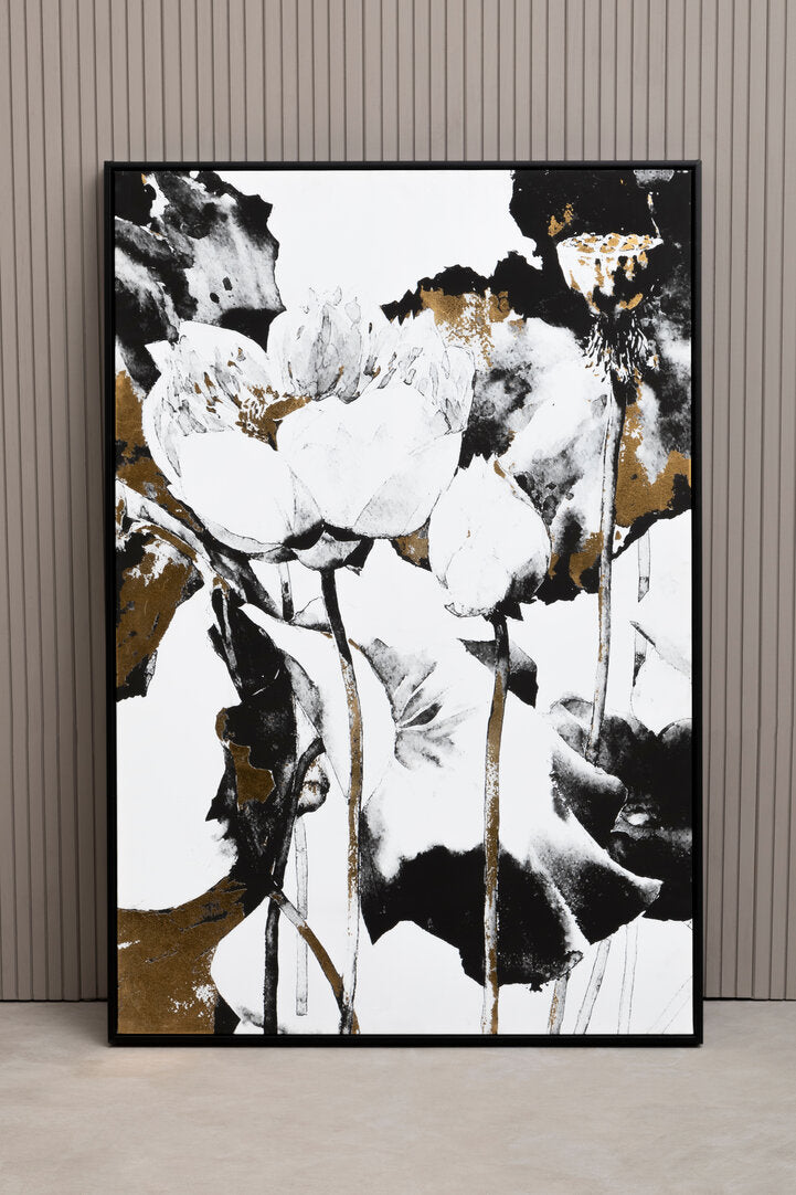 Modernist Floral and Metallic Wall Art