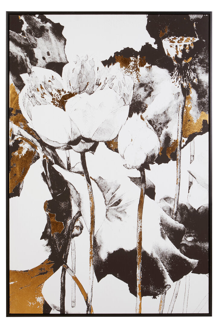 Modernist Floral and Metallic Wall Art