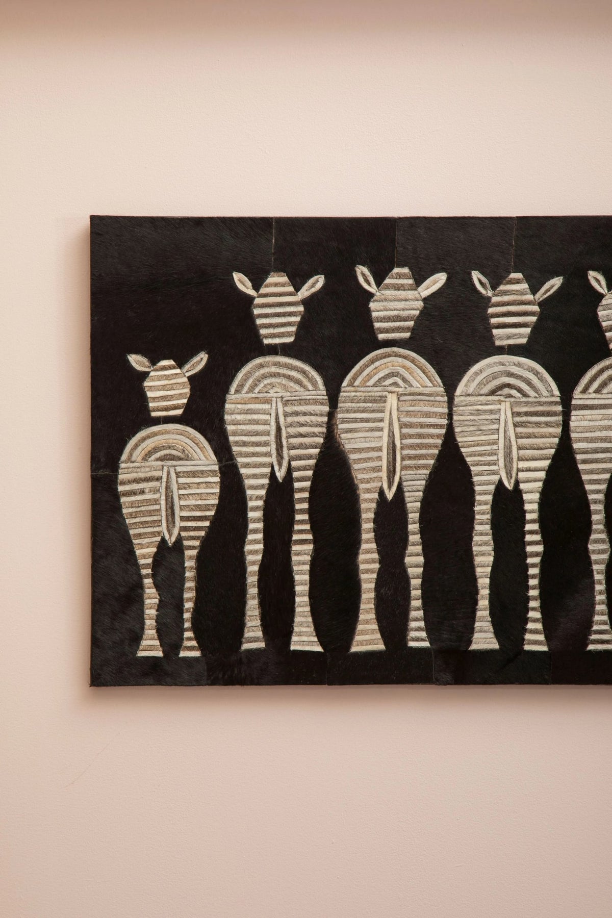 Azure Leather Patchwork Zebra Wall Art