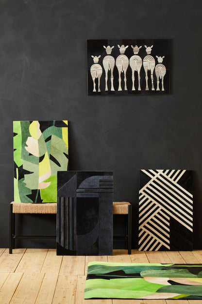 Azure Leather Patchwork Zebra Wall Art