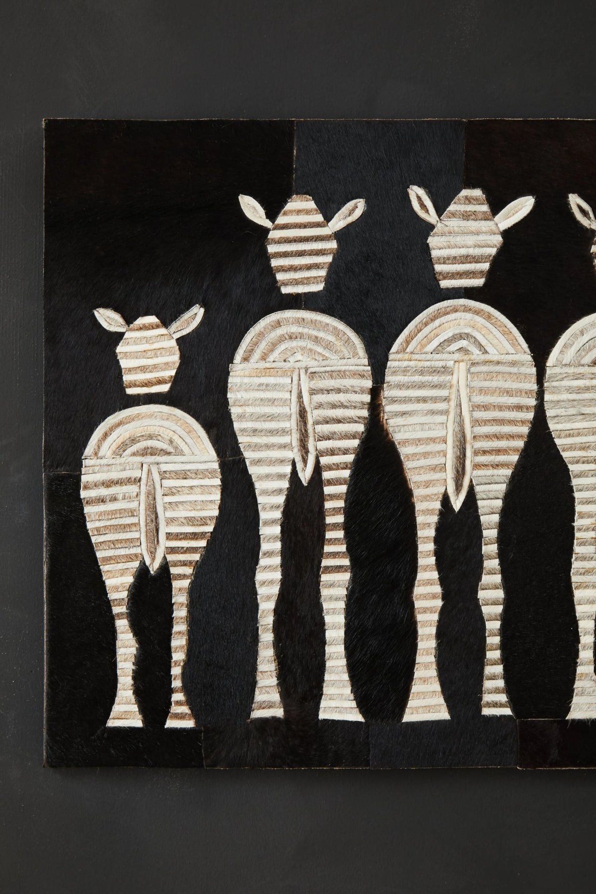 Azure Leather Patchwork Zebra Wall Art