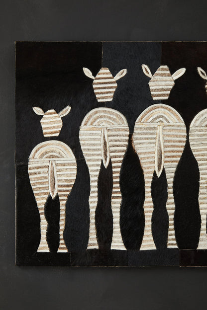 Azure Leather Patchwork Zebra Wall Art