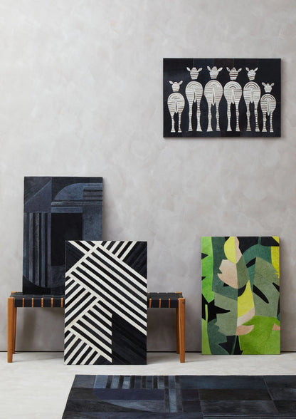 Azure Leather Patchwork Zebra Wall Art