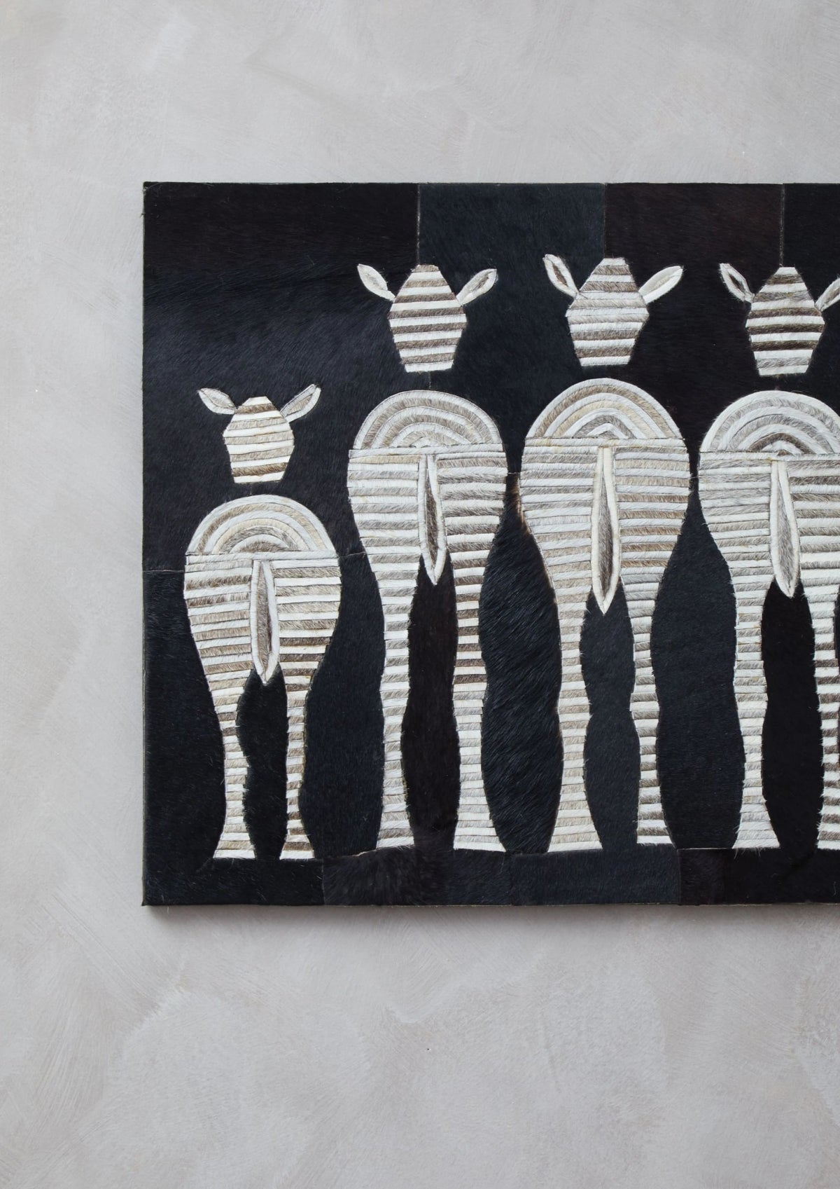 Azure Leather Patchwork Zebra Wall Art