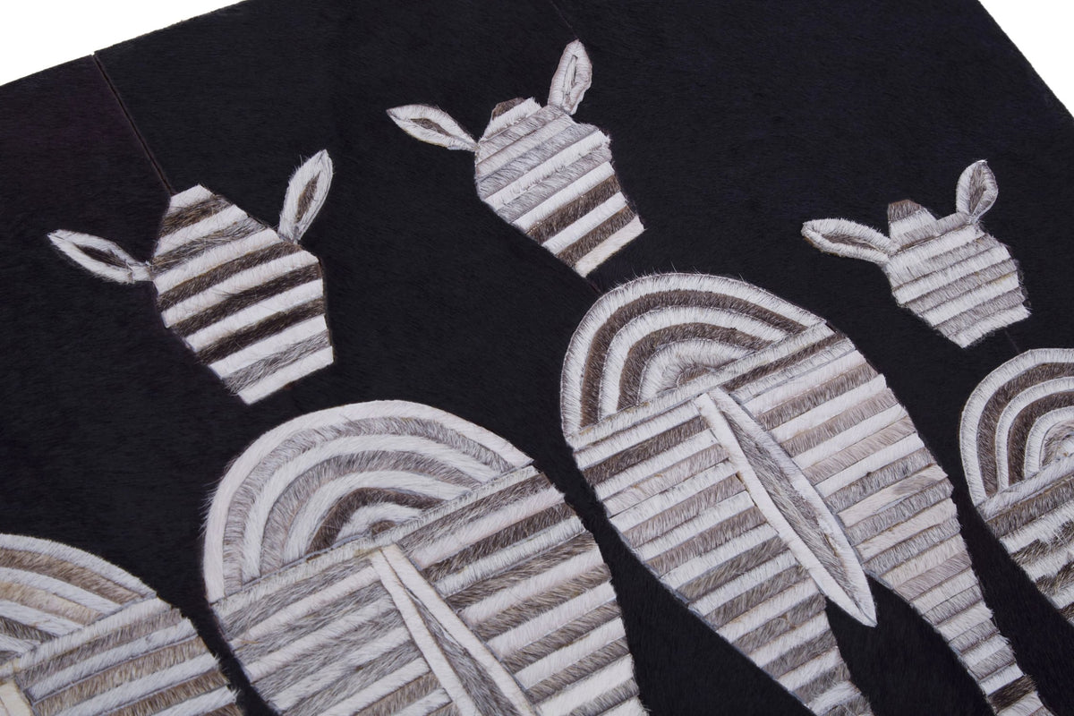 Azure Leather Patchwork Zebra Wall Art