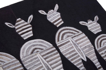 Azure Leather Patchwork Zebra Wall Art
