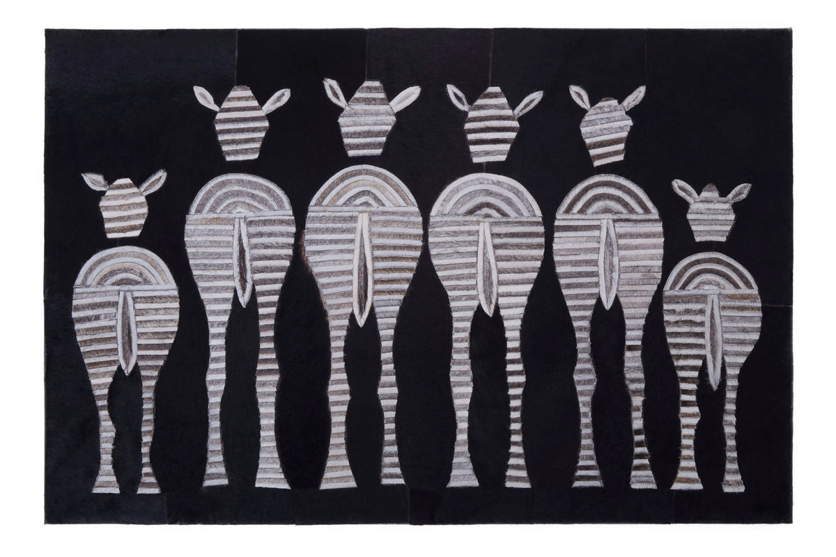 Azure Leather Patchwork Zebra Wall Art