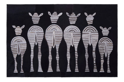 Azure Leather Patchwork Zebra Wall Art