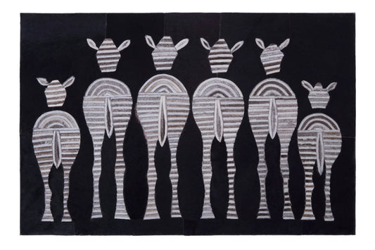 Azure Leather Patchwork Zebra Wall Art