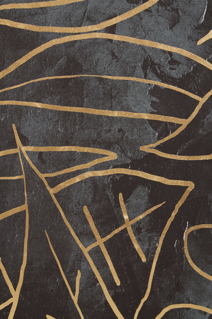 Modernist Canvas Black and Gold Wall Art