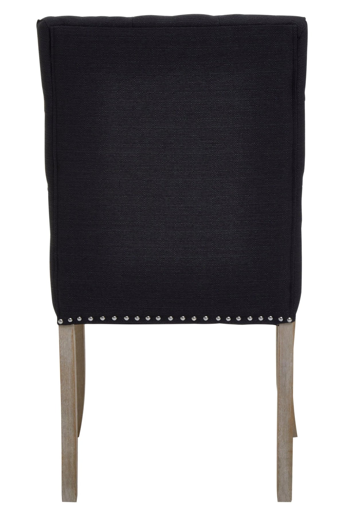 Chelsea Townhouse Black Linen Dining Chair with Wooden Legs