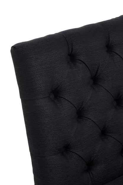 Chelsea Townhouse Black Linen Dining Chair with Wooden Legs