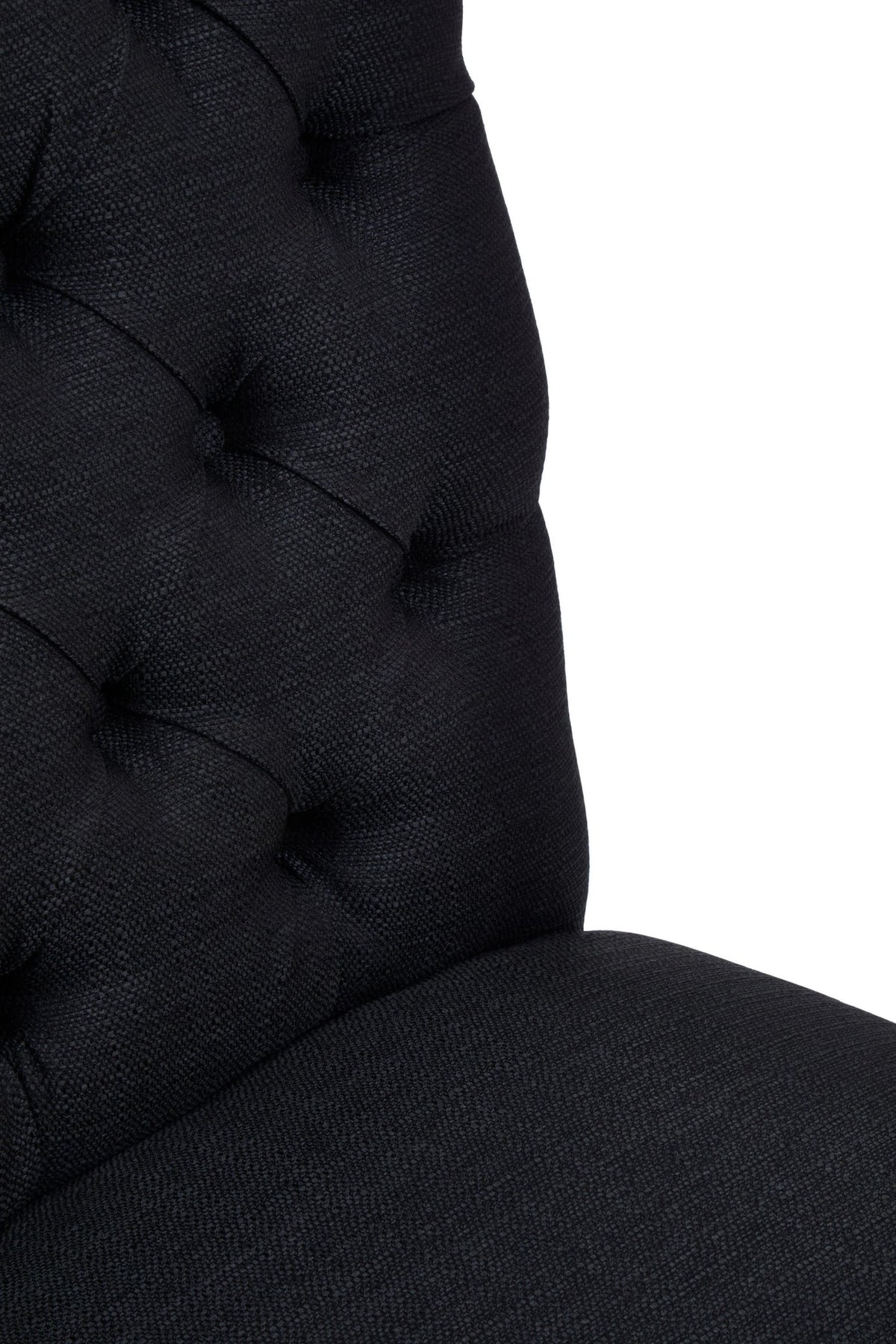 Chelsea Townhouse Black Linen Dining Chair with Wooden Legs