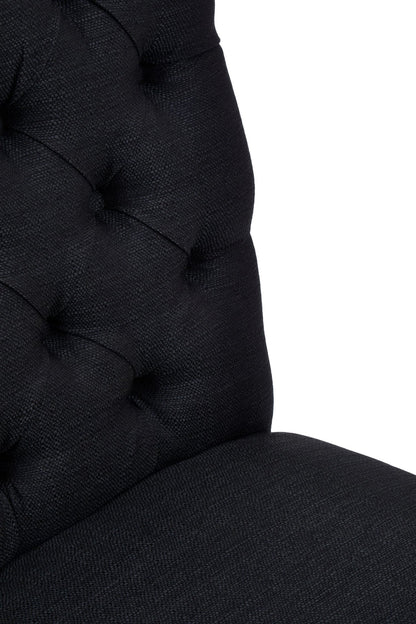Chelsea Townhouse Black Linen Dining Chair with Wooden Legs